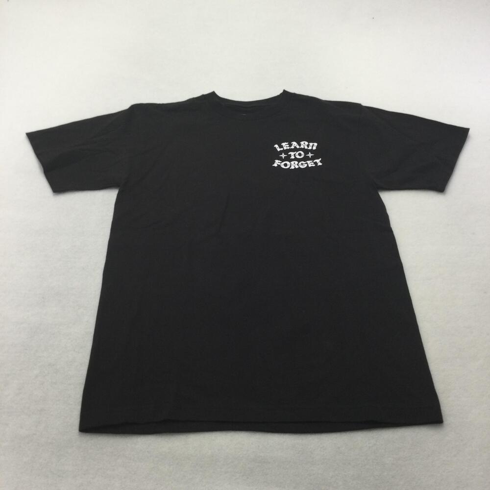 Learn To Forget Shirt Mens Medium Black Logo Slogan Graphic Tee Back Print